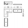 CHIMA SPOJOVACÍ KOMPONENT Spojka profilu pro LED pásky, horizontální, rohová 90°, materiál hliník, povrch elox, rozměry 50x50x20,5mm náhled 2