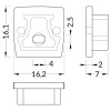 FALLO koncovka s otvorem Koncovka profilu pro LED pásky s otvorem, materiál ABS, povrch stříbrná, rozměry 16,2x16,1x7mm náhled 2