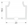 DCE7 19,5x23mm Difuzor k profilu pro LED pásky nacvakávací, čtvercový, materiál PMMA, povrch opál, propustnost 70%, rozměry 19,5x23mm, l=4000mm náhled 2