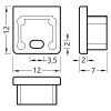 SYTHIA koncovka s otvorem Koncovka profilu pro LED pásky s otvorem, materiál ABS, povrch stříbrná, 1ks v balení, rozměry 12x12x7mm náhled 2
