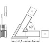 FICARIA spojka PRO VESTAVNÝ profil Spojovací komponent profilu, horizontální, 60°, materiál hliník+polykarbonát PC, povrch černá, rozměry 56,1x42mm náhled 1