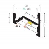 SANAO profil 15,2x16,1 Rohový profil pro LED pásky, sklon 60°, nebo 30°, materiál hliník, povrch černý, max šířka LED pásků w=10mm, rozměry 15,2x16,1mm, délka l=4000mm. náhled 6