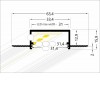 NUPHAR profil 63 FLAT FRAMELESS Vestavný, zápustný bezrámečkový profil pro LED pásky do sádrokartonu, materiál hliník, povrch elox šedostříbrný mat, max šířka LED pásků w=30mm, rozměry 63,4x15,9mm, l=4000mm náhled 3