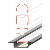 NUPHAR profil 63 FLAT FRAMELESS Vestavný, zápustný bezrámečkový profil pro LED pásky do sádrokartonu, materiál hliník, povrch elox šedostříbrný mat, max šířka LED pásků w=30mm, rozměry 63,4x15,9mm, l=4000mm náhled 5
