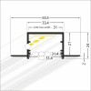 NUPHAR profil 63 DEEP FRAMELESS Vestavný, zápustný bezrámečkový profil pro LED pásky do sádrokartonu, materiál hliník, povrch bílý, max šířka LED pásků w=30mm, rozměry 63,4x24mm, l=2000mm náhled 3