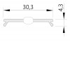 DCC9 30,3x4,3mm Difuzor k profilu pro LED pásky nacvakávací, materiál PMMA, povrch černá, rozměry 30x4,3mm, l=4000mm náhled 3