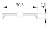 NUPHAR DIFUZOR NA KLIP Difuzor k profilu pro LED pásky nacvakávací, materiál PMMA, povrch čirá, propustnost 93%, rozměry 30x4,3mm, l=4000mm náhled 3