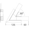 NUPHAR 05 spojka 60 Spojovací komponent profilu, horizontální, 60°, materiál hliník+polykarbonát PC, povrch elox, rozměry 126x60mm náhled 1