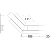 NUPHAR 05 spojka 135 Spojovací komponent profilu, horizontální, 135°, materiál hliník+polykarbonát PC, povrch elox, rozměry 106x30mm náhled 1