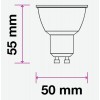 LED 7W, 800lm, GU10 ES50 TRIAC LED žárovka bodová, těleso plast bílá, difuzor plast opál, LED 7W, 800lm, teplá 3000K, GU10, ES50, vyzař. úhel 110°, Ra80, stmívatelná TRIAC, 230V, rozměry d=50mm, l=58mm náhled 5