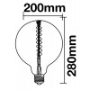 LED E27 8W 500LM G200 stmívatelná LED žárovka, těleso kov měděná, kryt sklo jantar, LED 8W, teplá 2000K, 500lm, E27, G200, stmívatelná, 230V, tř.1, rozměry d=200mm, h=280mm náhled 2