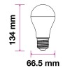 LED E27 12W/1055LM A65 VÝPRODEJ LED žárovka, těleso kov šedostříbrná, difuzor plast opál, LED 12W, 1055lm, denní 6400K, E27, A65, Ra95, 230V, tř.1, rozměry d=66,5mm, h=134mm náhled 2