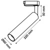 SUPERTUBE Bodové svítidlo, nastavitelný směr svícení, těleso hliník, povrch černá, LED 7W, 420lm, neutrální 4000K, vyzař. úhel 24°, Ra90+, 230V, IP20, d=40mm, l=180mm, vč 3F adaptéru náhled 9