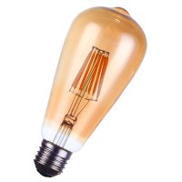 EDISON 02 LED ST64 JANTAR STMÍVATELNÁ Světelný zdroj, retro žárovka, tvar elektronka, sklo jantar, LED E27 teplá 2300K, dle typu stmívatelná RC, 230V, PF0,4, d=64mm, l=145mm, stř. život cca 20.000 hod