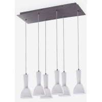 BELIO závěsná 6X M Závěsné svítidlo, základna kov, povrch chrom, stínítko černé, nebo bílé sklo, 6x40W, E14, 230V, IP20, 650x300mm, závěs=max.1800mm, lze zkrátit