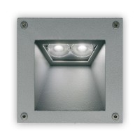 DRAGOS SMALL LED Svítidlo vestavné do stěny, těleso hliník, barva šedostříbrná, 2x1W LED 209lm, neutrální bílá 4000K, 230V, IP54, IK08, 120x120x58mm, BEZ montážního boxu, svítí dolů
