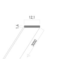 PRF profil VI Přisazený plochý profil pro LED pásky, materiál hliník, povrch eloxovaný, rozměry 12,1x1,4mm, délka l=3m.