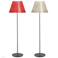 CHOOSE TERRA Stojací lampa, základna kov, povrch šedostříbrná, stínítko dle typu nastavitelný sklon, pergamen přírodní, nebo červený + plast čirý, pro žárovklu, nebo zářivku, 230V, IP20, tř.2, d=358mm, l=1400mm