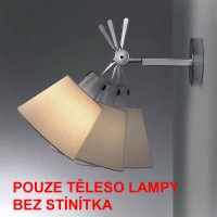 TOLOMEO PARETE DIFF. Nástěnná lampa, těleso leštěný hliník, pro žárovku 1x42W/70W/150W, nebo zářivku 1x18W, 230V, IP20, rozměry dle typu, POUZE TĚLESO BEZ STÍNÍTKA