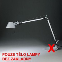 TOLOMEO Stolní lampa, základna hliník, ramena leštěný hliník, klobouk matný hliník, chromová lesklá, bílá, černá, 1x70W, E27, nebo zář. 230V, IP20, dvě ramena cca 480mm + 530mm, vypínač na tělese svítidla, pouze těleso BEZ základny