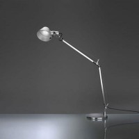 TOLOMEO LED DIRECT Stolní lampa, základna hliník, povrch leštěný hliník, klobouk matný hliník, 10W LED, teplá 3000K, osvětlení 1250 lux, svítí dolů, 230V, IP20, l=1220mm, ramena cca 550mm + 550mm, vč. Stmívače, BEZ ZÁKLADNY