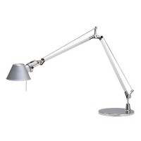 TOLOMEO MINI Stolní lampa, mateirál hliník, barva hliník elox, chromová lesk, bílá, černá, pro žárovku 1x70W, E27, nebo zář. 230V, IP20, dvě ramena cca 480mm + 530mm, vypínač na tělese svítidla, BEZ ZÁKLADNY