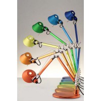 TOLOMEO MICRO Stolní lampa, těleso kov, barvy chrom lesk, elox hliník, červená, bílá, černá, žlutá, modrá, oranžová /vč. Podstavce/, 60W, E14, 230V, IP20, dvě ramena l=370+450mm