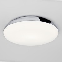 ADACHIT DO KOUPELNY Přísazené svítidlo, základna kov, povrch chrom lesk, difuzor sklo opál, pro žárovku 60W, E27 nebo LED 16W, 819lm, teplá 2700K, Ra80, 230V, do koupelny IP44, tř.2, rozměry d=300m, h=80mm