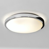 REMIA DO KOUPELNY IP44 Stropní svítidlo, základna kov, povrch chrom lesk, difuzor sklo opál, pro žárovku 2x40W, E14, 230V, do koupelny IP44, tř.2, d=250mm, h=52mm