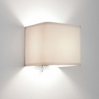 SPIDOLIT Nástěnné svítidlo, základna kov, povrch elox, stínítko textil bílá, pro žárovku 60W, E14, 230V, IP20, tř.1, rozměry 130x135x135mm, svítí nahoru/dolů, vč. vypínače