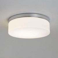 INIO DO KOUPELNY VÁLEC Stropní svítidlo, základna kov, povrch chrom lesk, difuzor sklo opál, pro žárovku 60W, E27 nebo LED 16W, teplá 2700K, 985lm, Ra80, 230V, do koupelny IP44, tř.2, rozměry d=280mm, h=90mm