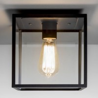 FABIANIT 60W E27 Stropní stropní venkovní svítidlo, základna kov, povrch černá, nikl lesk, kryt sklo čiré s rámem, pro žárovku 1x60W, E27, 230V, IP23, tř.1, rozměry 200x200x223mm