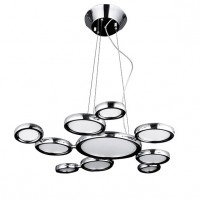 SATELIT LED 5X6W, 5X10,8W. 1X26W Stropní svítidlo, těleso kov, povrch chrom, difuzor sklo opál, LED 5x6W, 5x10,8W, 1x26W, 6600lm/svítí cca jako 330W žár., 230V, IP20, rozměry: d=835mm, vč. lankového závěsu l=1200mm, lze zkrátit