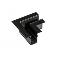 AYLO III CTH90 48V Rohová L spojka 90°, horizontální odbočení, vestavného magnetického systému pro kolejnice velikosti 52mm, materiál hliník, povrch černá/bílá, 48V, výška 27mm.