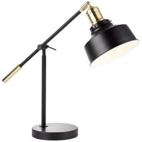 RITTO 1X25W E27 STOLNÍ Stolní lampa, nastavitelné rameno, těleso kov, povrch černá, mosazné detaily, pro žárovku 1x25W, E27, 230V, IP20, tř.2, rozměry 740x173x645mm, vč vypínače na kabelu