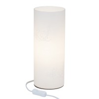 BLINK Stolní lampa, základna kov, difuzor sklo bílé se vzorem, bílý alabastr, pro žárovku 1x60W, E27 A60, 230V, IP20, tř.2, rozměry d=300mm, h=120mm, s vypínačem