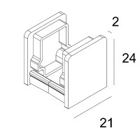  Koncovka profilu, materiál plast, povrch, elox šedostříbrná, černá, bílá š=21mm, h=24mm, cena za 2ks