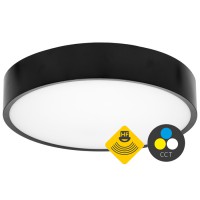 MONTGOME 15W/25W HF senzor CCT Stropní svítidlo, senzor pohybu HF, záběr 360°, dosah 6m, čas sepnutí 5s-15min, základna kov, povrch bílá/černá, dif plast opál, LED 15W/25W, přepín CCT teplá 3000K-neutrání 4100lm, 230V, IP65, tř.2, rozměry dle typu