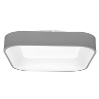 LORNA SQ 40W CCT Stropní svítidlo, těleso kov, povrch šedá/bílá, dif plast, LED 40W, 2600lm, dálkovým ovladačem stmívatelné. CCT nast teplota teplá 3000K-denní 6500K, Ra80, 230V, IP20, rozměry 450x450x100mm.