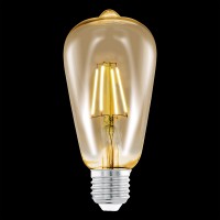 LED žárovka 4W E27 ST64 Světelný zdroj LED žárovka, základna kov, sklo jantar, LED 4W, E27, ST64, teplá 2200K, 220lm, Ra80, 230V, stř. životnost 25000h, rozměry d=64mm, h=140mm