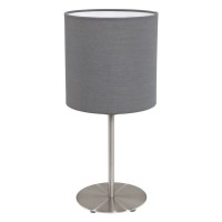 PASTERI Stolní lampa, záklana kov, povrch nikl matný, stínítko textil bílý, taupe, šedá, antracit-hnědá, pro žárovku 1x60W, E27 A60, 230V, IP20, tř.2, rozměry d=180mm, h=400mm, s vypínačem