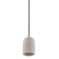YORTH Závěsný kabel s objímkou, základna beton, povrch šedostříbrná, chromové detaily, pro žárovku 1x60W, E27, 230V, IP20, tř.2, rozměry d=100mm, vč závěs černo-bílého/červeného kabelu l=2000mm lze zkrátit