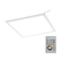 SALOBRENA-RGBW Stropní, vestavné, čtvercové svítidlo, základna hliník, povrch bílá, difuzor plast opál, LED 21W, 2400lm, neutrální 4000K + RGBW, 230V, IP20, tř.2, rozměry 450x450x11mm, vč dálkového ovládání