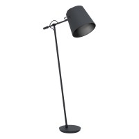 GRANADILLOS Stojací lampa, základna kov, povrch černá, stínítko textil černá, pro žárovku 1x40W, E27, 230V, IP20, tř.2, rozměry 800x300x1530mm, podstavec d=250mm, s vypínačem na kabelu