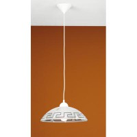 VETRO Závěsné svítidlo, základna plast bílý, stínítko bílo-hnědé sklo, 1x100W, E27, 230V, IP20, d=350mm, závěs h=110mm