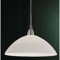 LORD 3 Závěsné svítidlo lustr, základna kov, povrch nikl mat, difuzor sklo bílé, s šedivými linkami, pro žárovku 1x60W, E27, 230V, IP20, d=360mm, závěs l=1100mm lze zkrátit