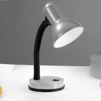 BASIC 1 Stolní lampa, těleso základna a stínítko kov, flexibilní rameno, husí krk, barva šedostříbrná, pr žárovku 1x60W, E27, 230V, IP20, h=300mm, základna=125mm, s vypínačem.