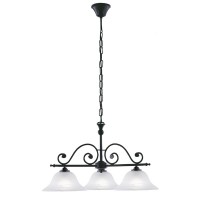 MURCIA Závěsné svítidlo lustr, základna kov, povrch černá, difuzor sklo opál, imitace alabastr, pro žárovku 3x60W, E27, 230V, IP20, d=6300mm, závěs řetěz l=1100mm, lze zkrátit