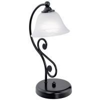 MURCIA Stolní lampa, základna kov, povrch černá, difuzor sklo opál, imitace alabastr, pro žárovku 1x40W, E14, 230V, IP20, d=165mm, h=370mm, s vypínačem