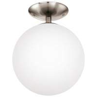 RONDO Stropní, přisazené svítidlo, základna kov, povrch nikl mat, difuzor sklo opál, pro žárovku 1x60W, E27, 230V, IP20, tř.1, rozměry d=250mm, h=315mm